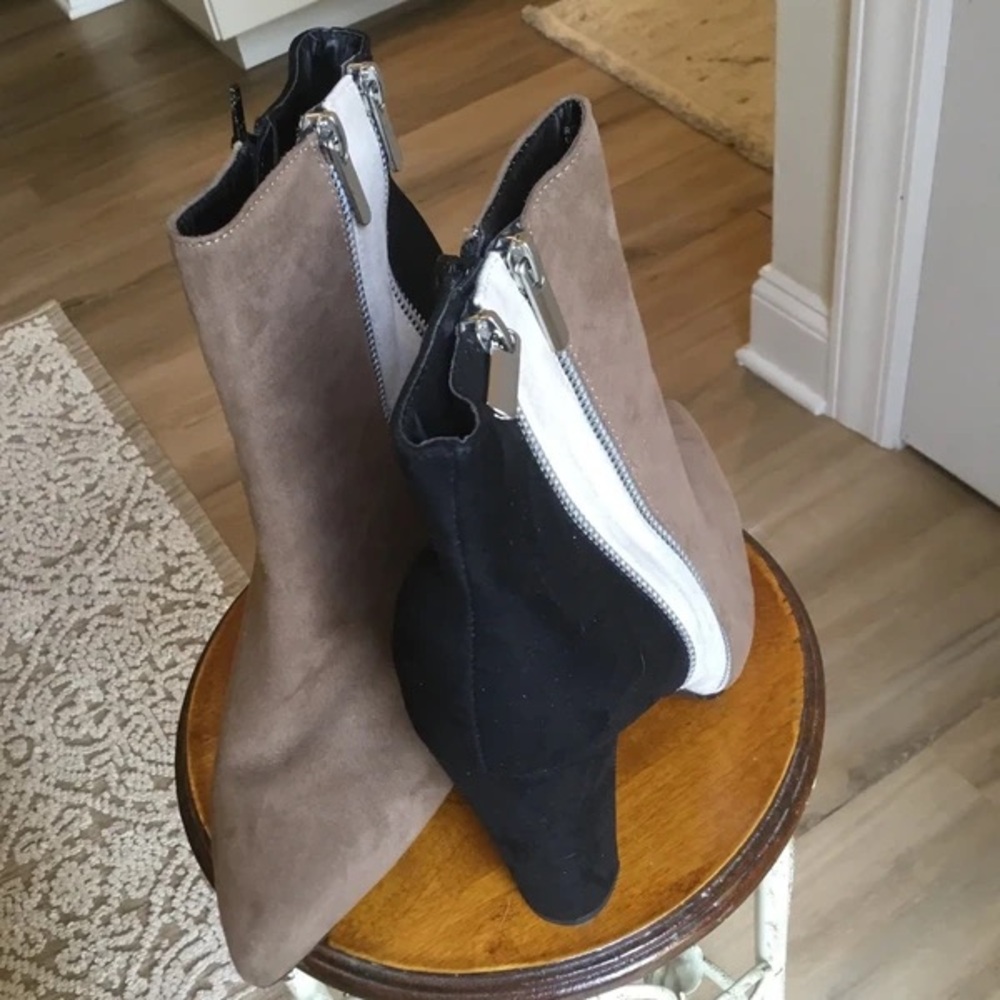 Chic Black and Tan Heeled Boots